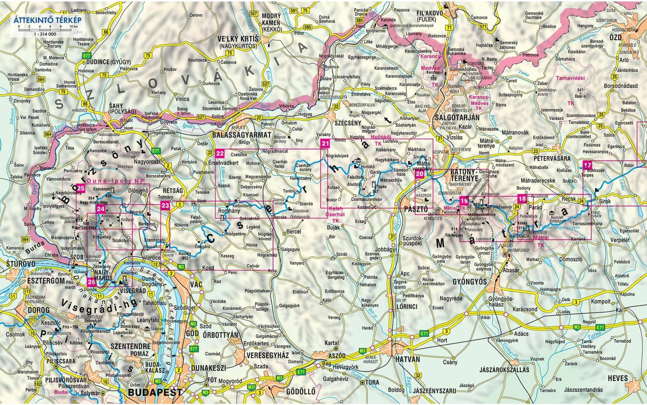 Kéktúra 1. térképszett: áttekintő térkép (17-26. túra)