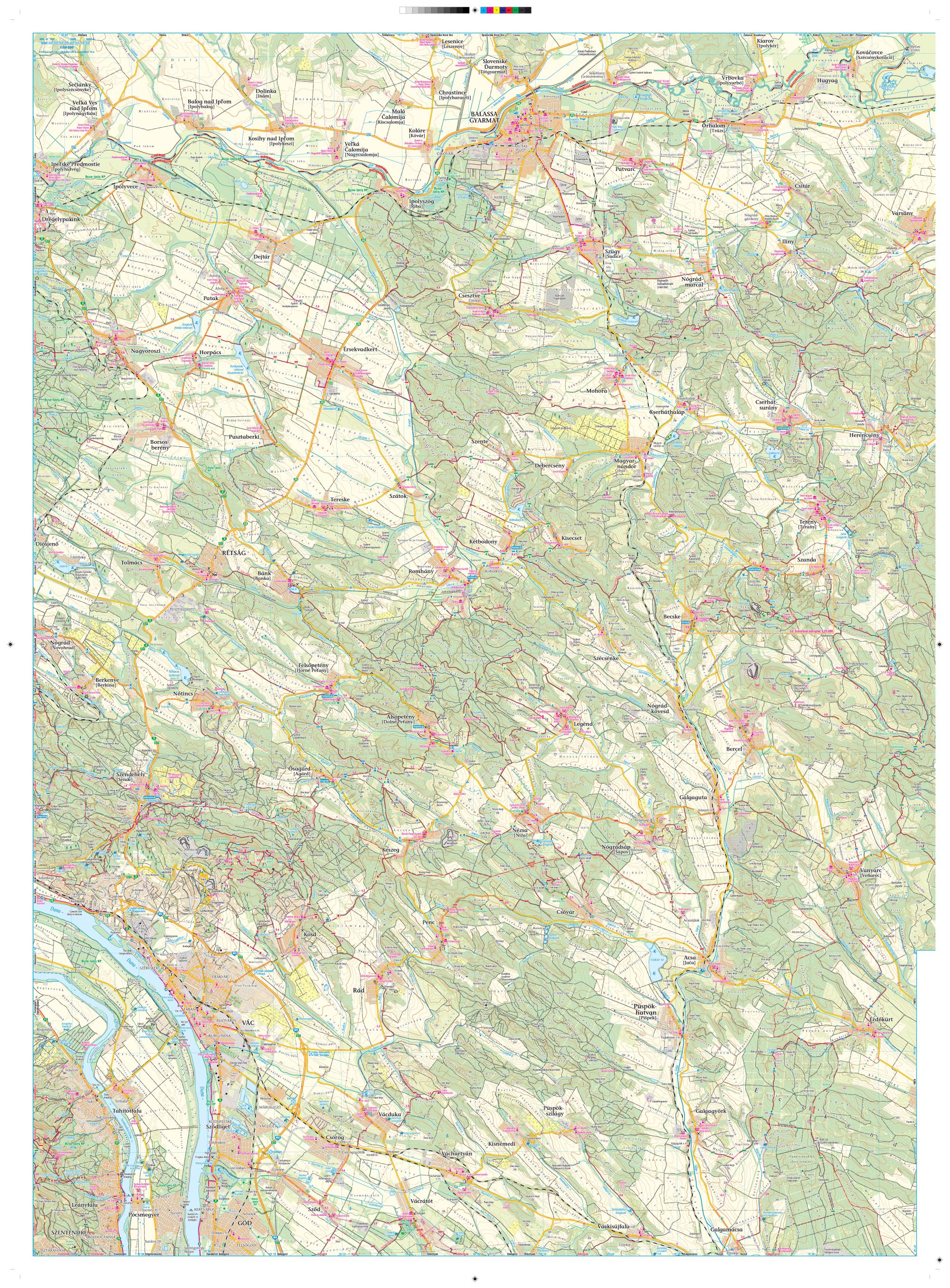 A Cserhát térkép nyugati szelvénye által lefedett terület