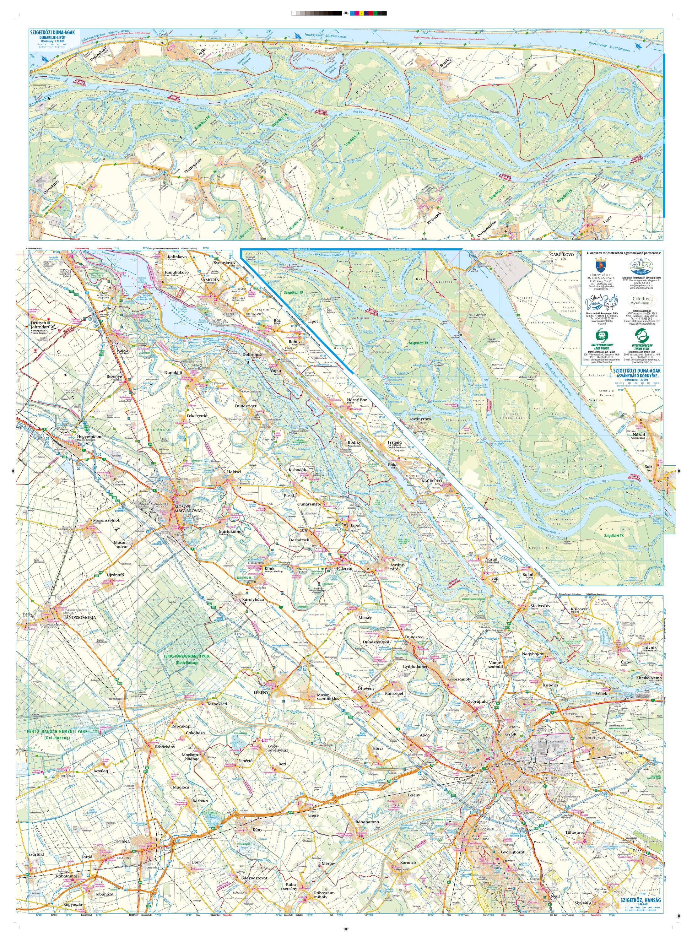 A Szigetköz, Hanság térkép által lefedett terület