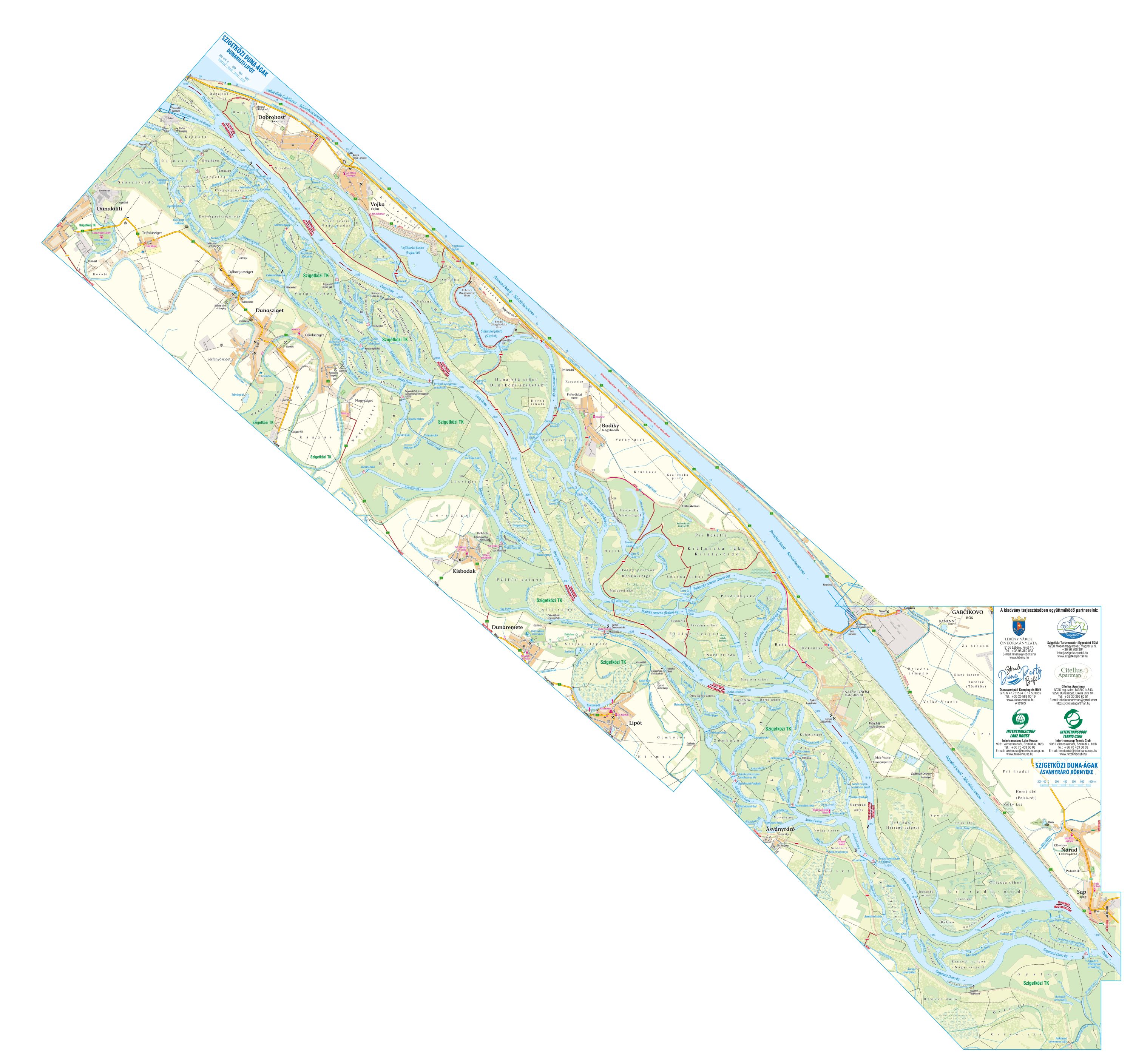 Szigetközi Duna-ágak vizisport térképe 1:30.000