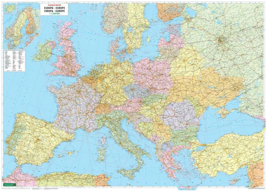 A F+B Európa térkép által lefedett terület