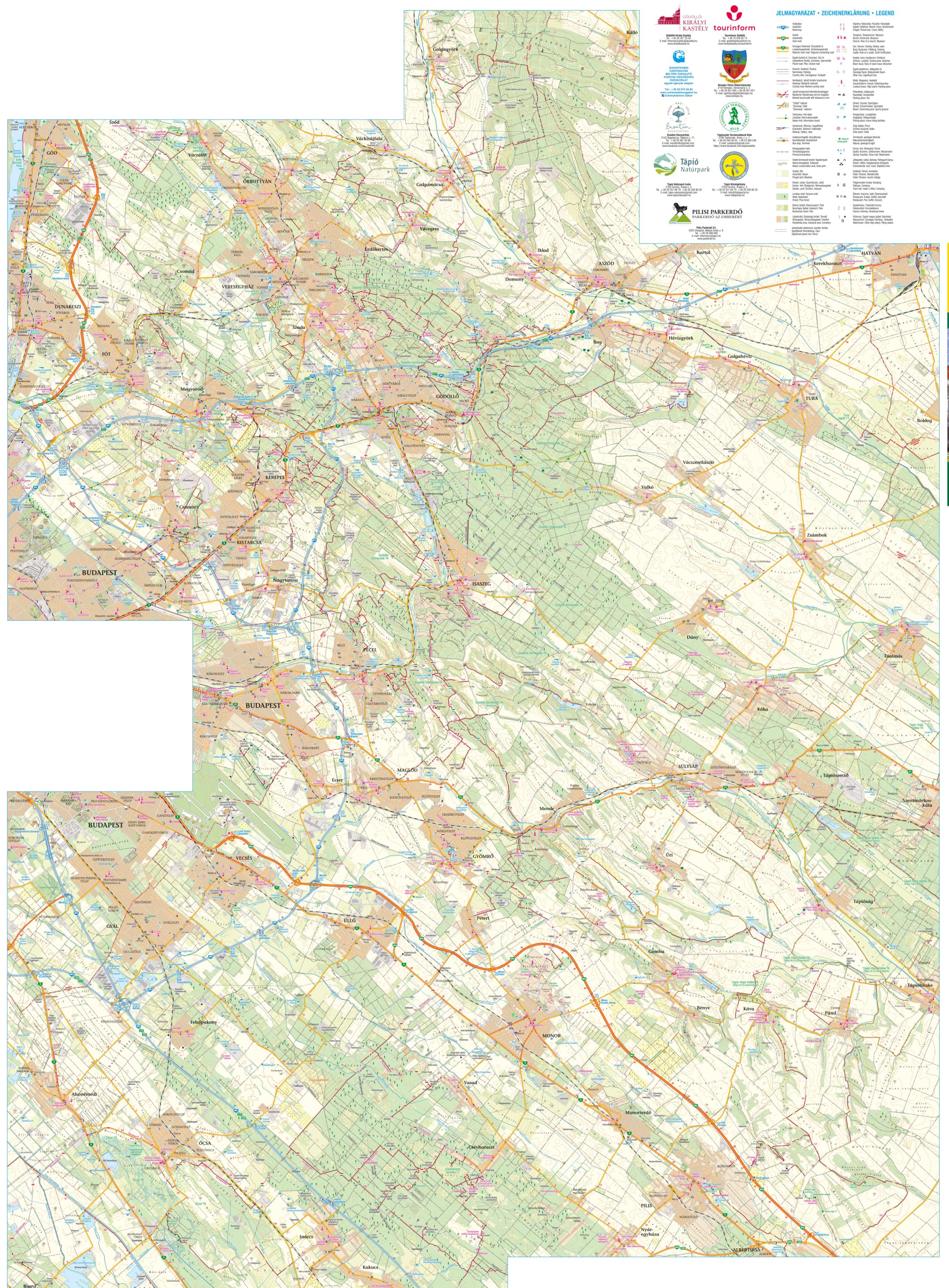 A Gödöllői-dombság térkép által lefedett terület