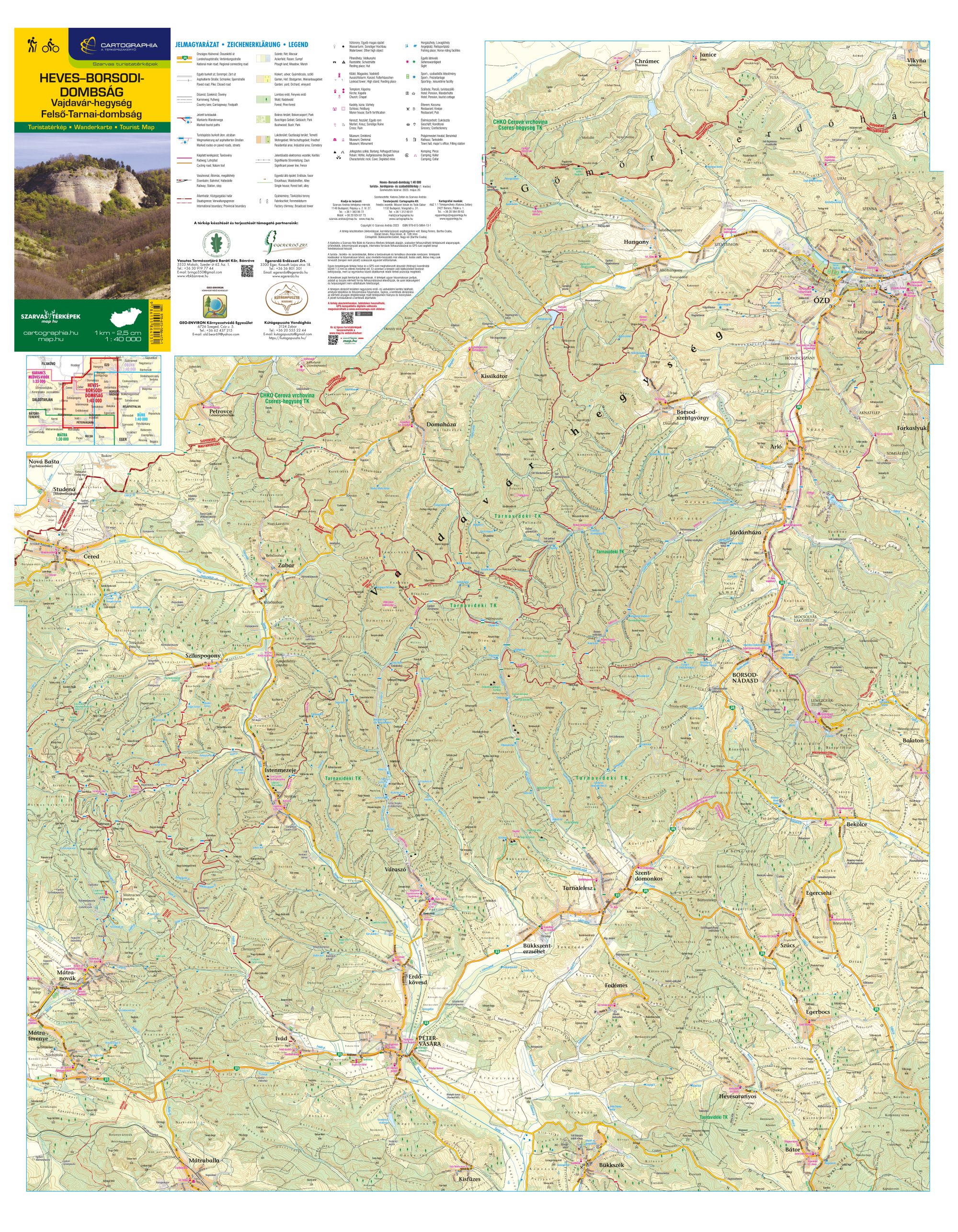 A Heves-Borsodi-dombság térkép által lefedett terület