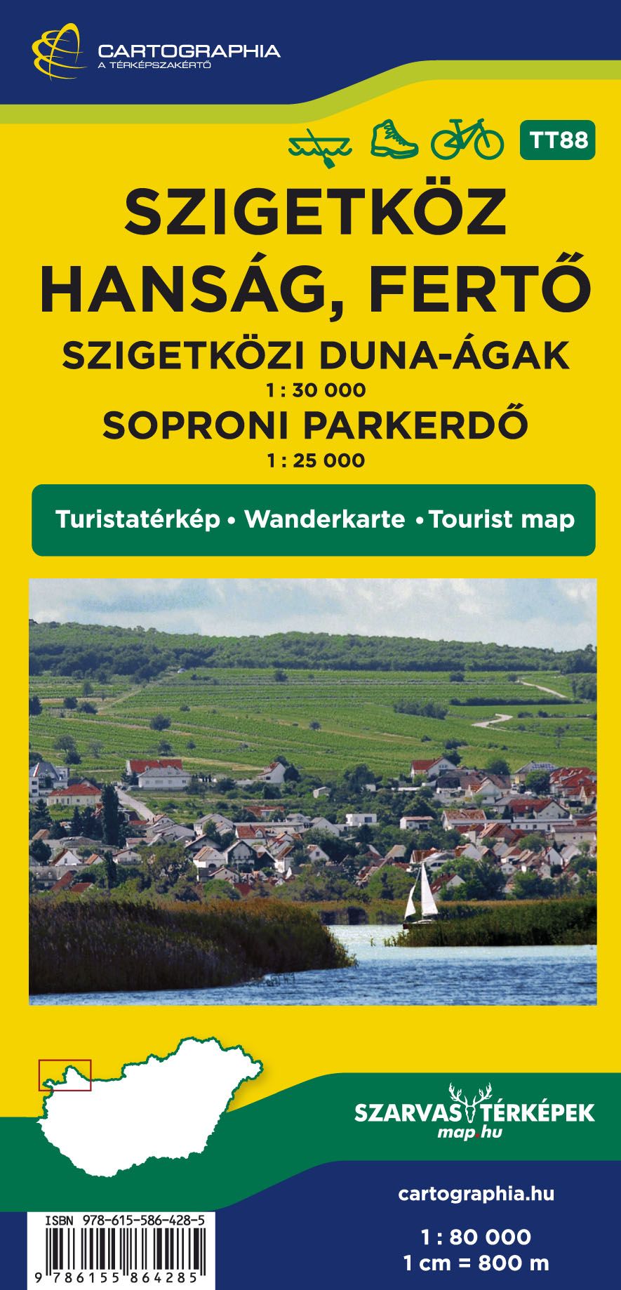 Szigetköz-Hanság-Fertő turista-, biciklis- és vizisport térkép